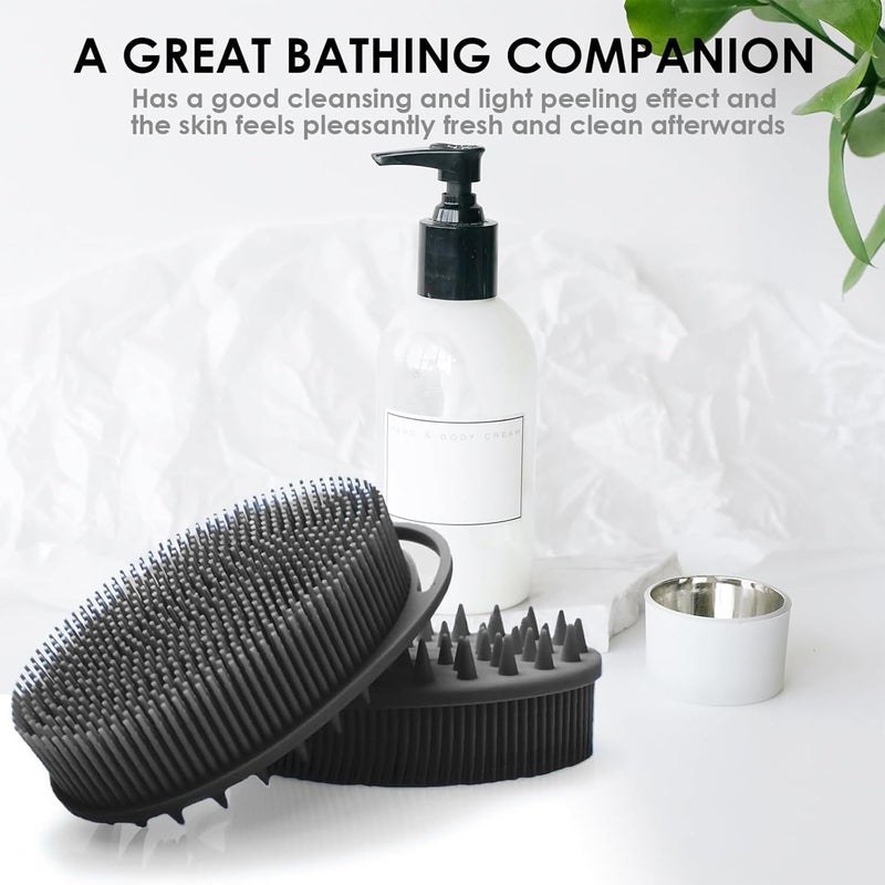 RamPula Silicone Body Scrubber, Silicone Loofah, Bath Cleaning Scrubber, Shower Sponge Glove, Exfoliating Body Brush for Wet or Dry Brushing, More Hygienic Than Traditional Loofah (Black and Grey) - Image 5